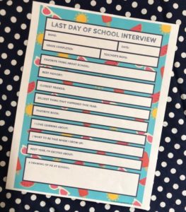End of School Interview Free Printable