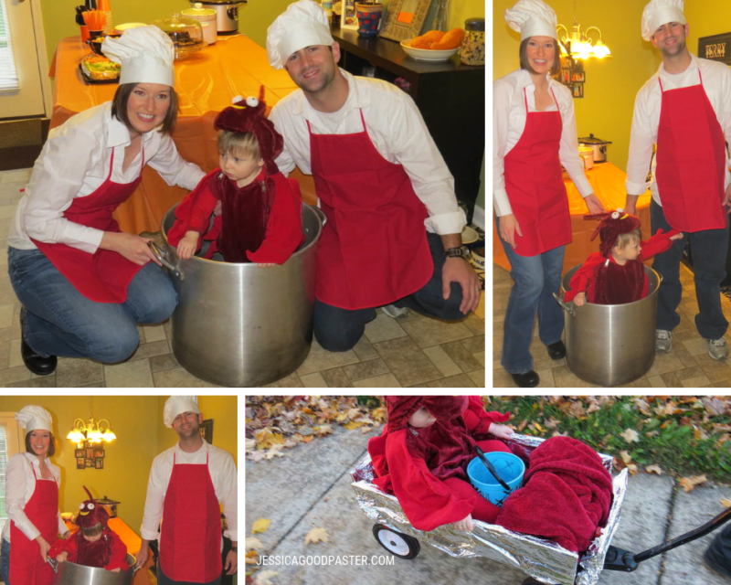 Lobster and chefs family costume, baby lobster Halloween costume, jessicagoodpaster.com