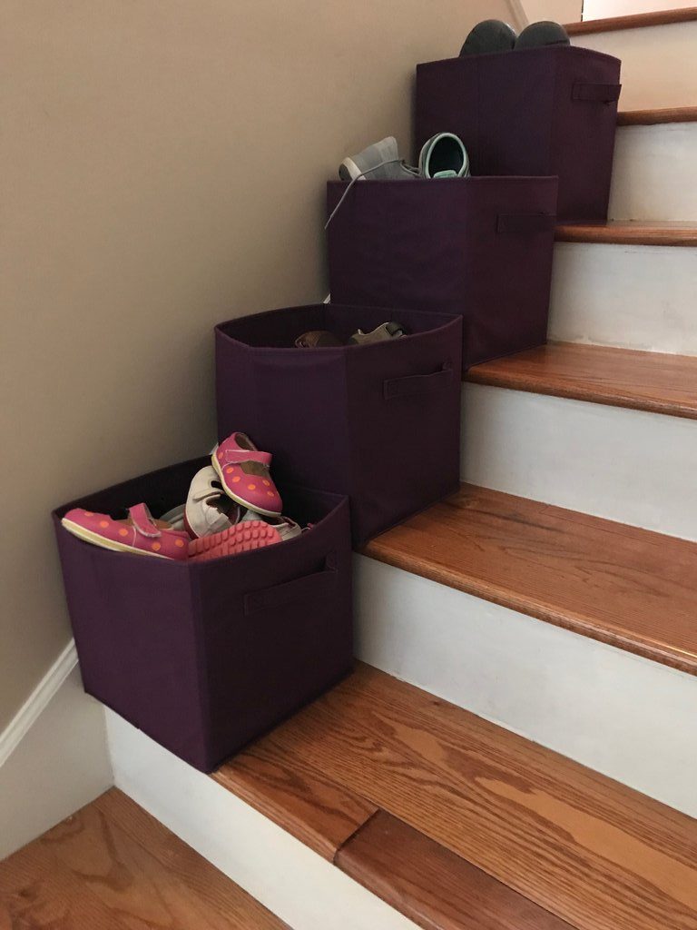Shoe Storage Mom Hack with Canvas Bins