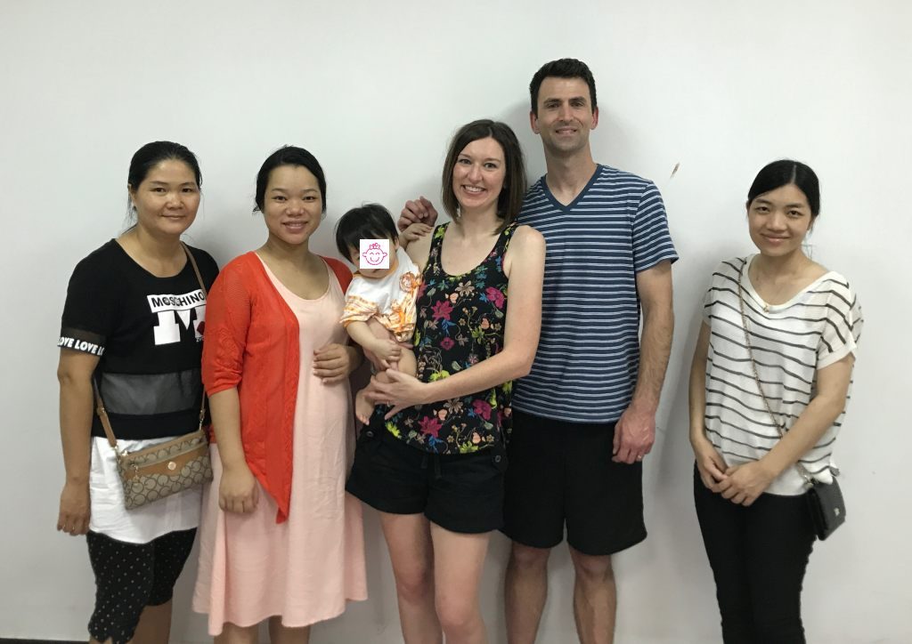 China Adoption Gotcha Day, photo with orphanage staff and family