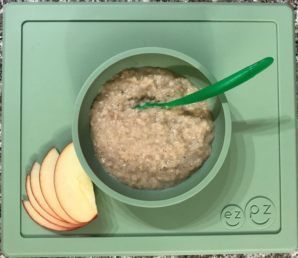Toddler Breakfast Oatmeal and Apple Slices