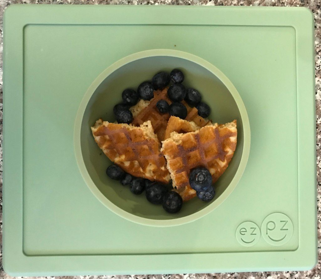 Whole Grain Protein Waffles with Blueberries for Toddler Breakfast