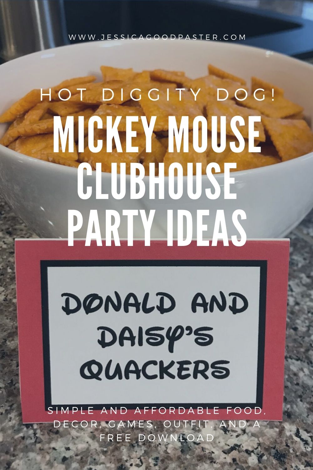 How to Host an Amazing Mickey Mouse Party on a Budget |Donald and Daisy's Quackers | Tons of affordable options for Mickey or Minnie parties including food ideas, decorations, outfits, games, party supplies, and free printables! Your Mickey Mouse Clubhouse fan will have a great birthday ! #mickeyparty #mickeymouse #mickeymouseparty #minnieparty #birthday #mickeymouseclubhouse #mickeyprintables