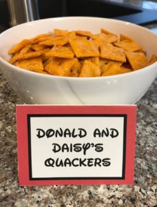 Donald and Daisy's Quackers for Mickey Mouse Party Food