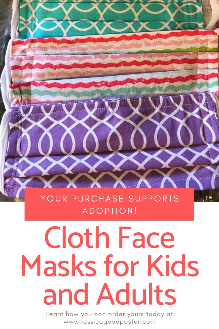 Buy Cloth Face Masks for Kids and Adults | Protect your family with homemade cloth face masks and support these adoption fundraisers at the same time! Don't worry about DIY masks when you can order some and have them shipped to your home while supporting a good cause! #facemasks #covid19 #diymasks #adoption