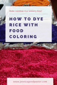 How to Dye Rice with Food Coloring for the Best Sensory Bins | Easy DIY rainbow rice for sensory play at home with food coloring and vinegar. #sensoryplay #sensorybin #toddlers #preschool #spd  #diy #rainbowrice