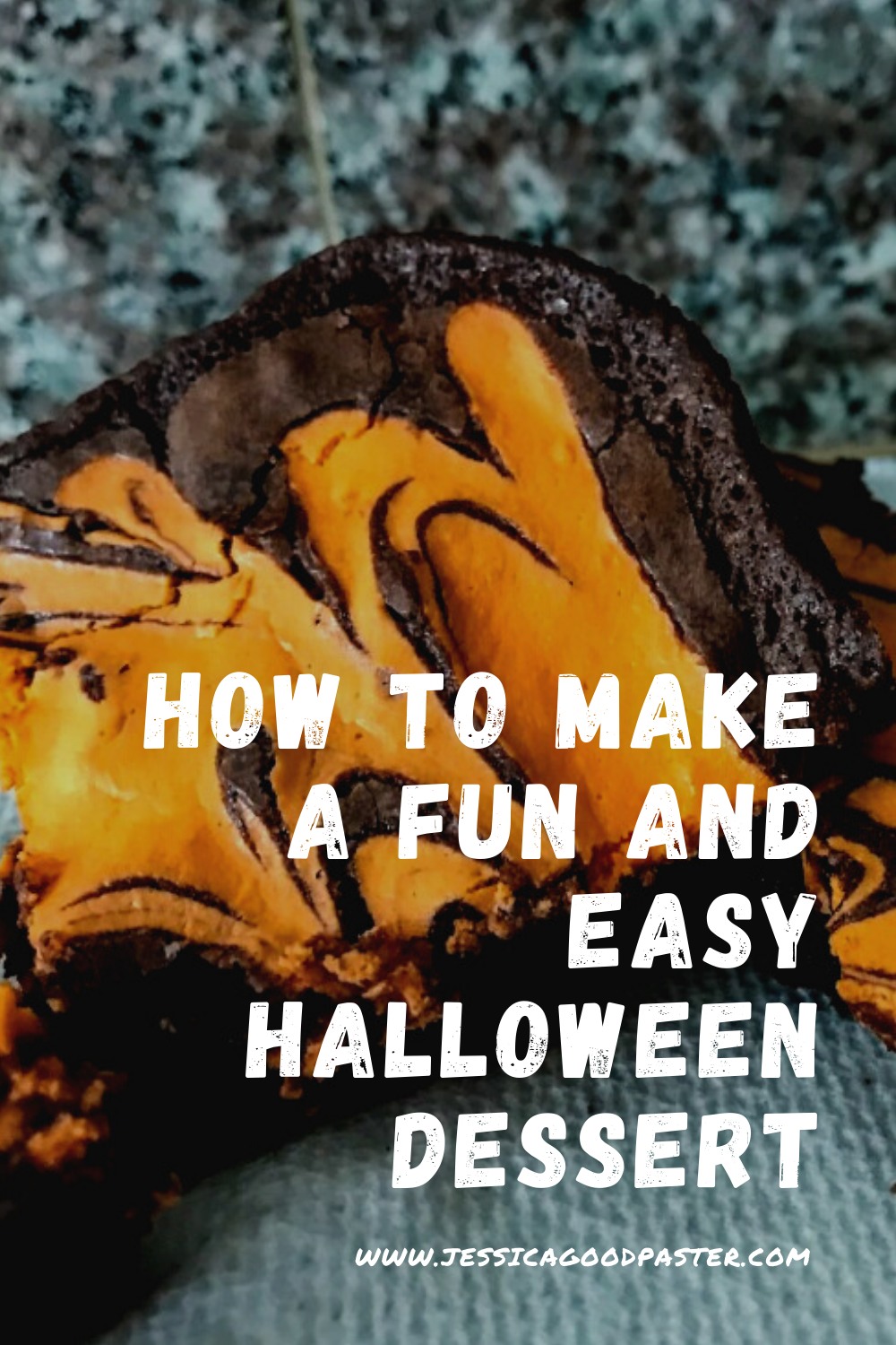 How to Make a Fun and Easy Halloween Dessert | These Halloween-themed cheesecake brownies are a simple and easy dessert for kids, adults, and parties! It only takes a few minutes and ingredients to make a batch of these chocolate Halloween treats. #Halloween #Halloweendesserts #brownies #easyrecipe #halloweenparty