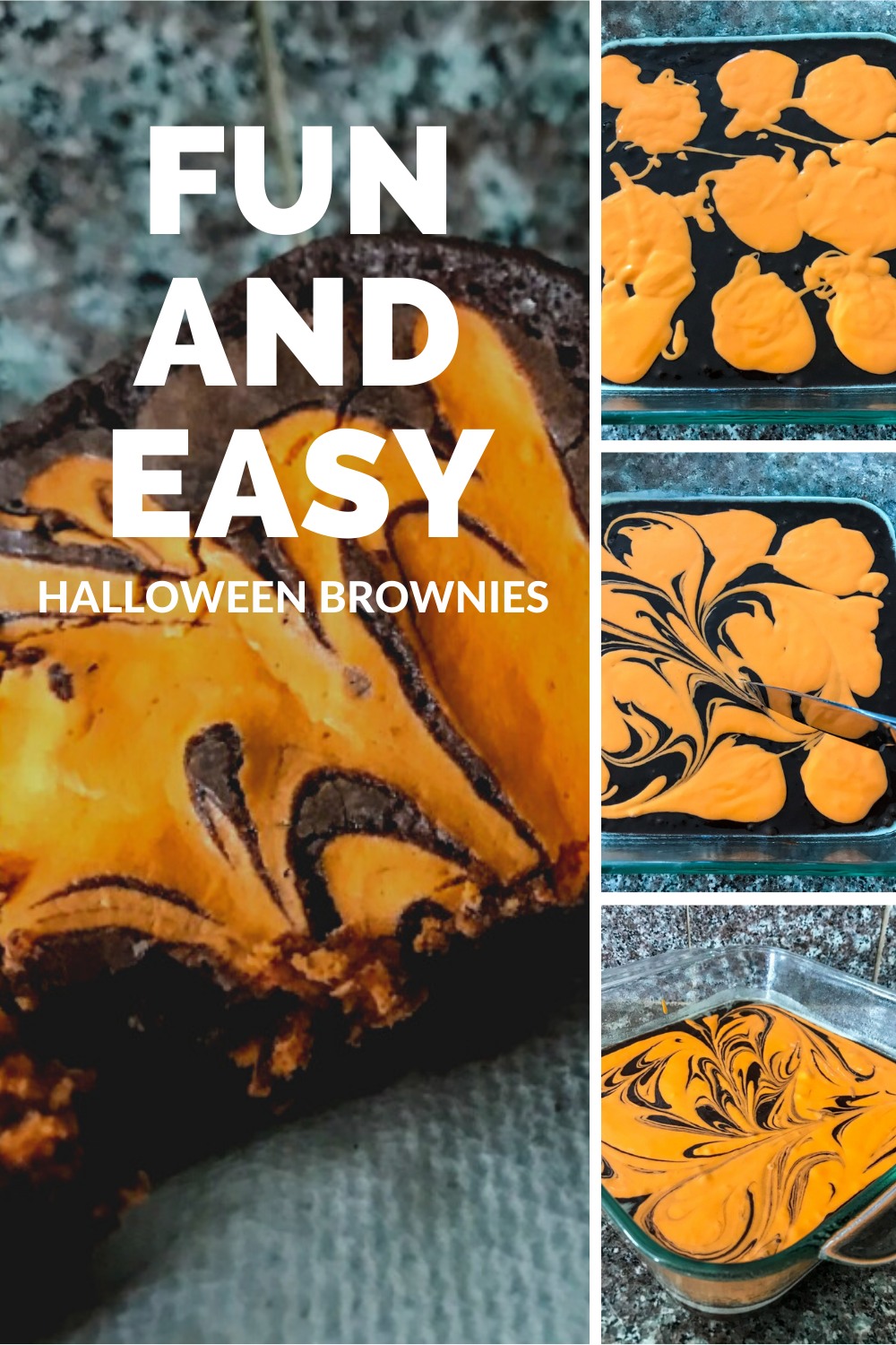 How to Make a Fun and Easy Halloween Dessert | These Halloween-themed cheesecake brownies are a simple and easy dessert for kids, adults, and parties! It only takes a few minutes and ingredients to make a batch of these chocolate Halloween treats. #Halloween #Halloweendesserts #brownies #easyrecipe #halloweenparty