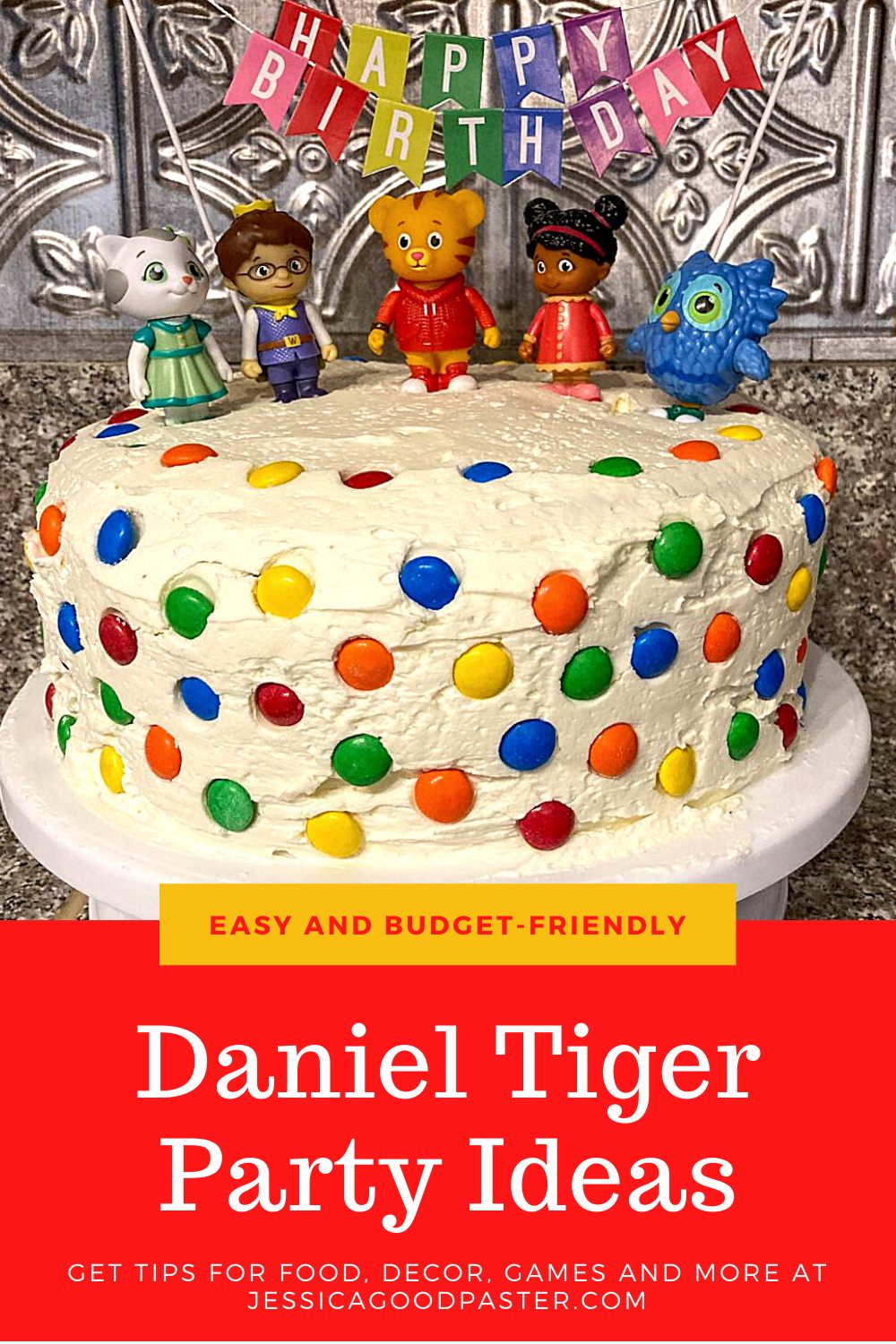 Find ideas to host a great Daniel Tiger Neighborhood birthday party! Includes tips for food, decorations, games, party supplies, outfits, invitations, gifts, and more. Plus, get a free printable scavenger hunt game. This theme is fun, easy, and budget friendly! #danieltiger #danieltigerparty #birthdayparty #danieltigercake #danieltigerfood #danieltigergames #danieltigerdecorations