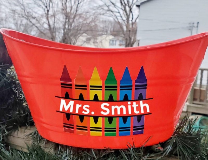 Personalized teacher appreciation gifts - storage bucket