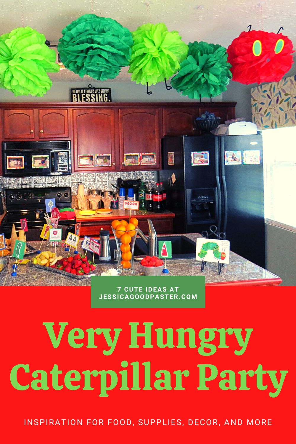 7 Cute Ideas for a Very Hungry Caterpillar Party | Have an amazing Very Hungry Caterpillar birthday party with these ideas for food, decorations, supplies, cakes, outfits, invitations, gifts, and more. Perfect for a first birthday and for years beyond. You'll love these easy and DIY tips. 